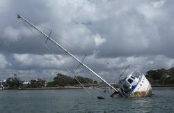 Sunk boat in the Mooloolaba anchorage